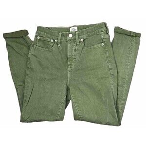J CREW Denim Green Jeans Womens 26 High Rise Waist Toothpick Skinny‎ Fair Trade